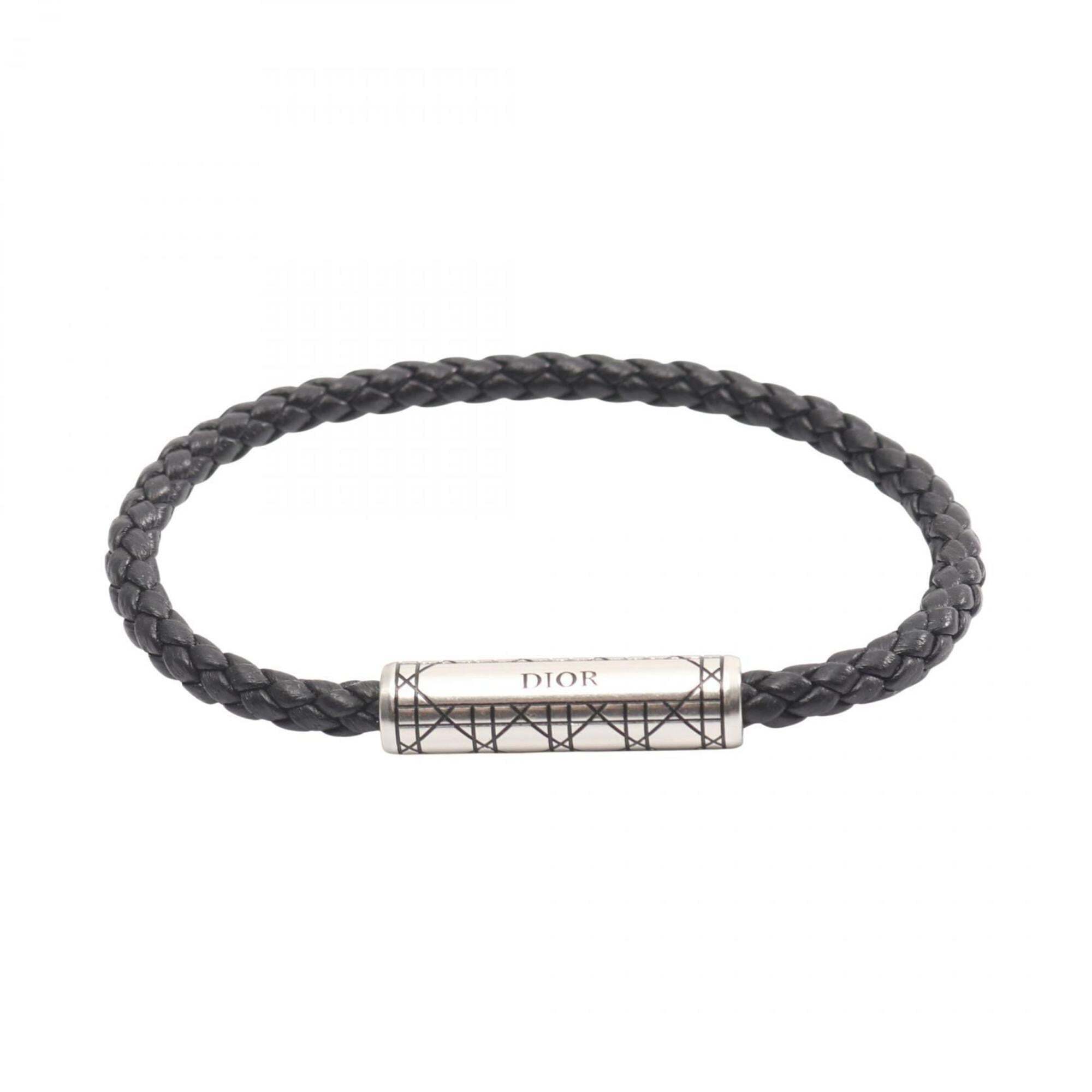 Christian Dior Dior Cannage Bracelet, Leather And Stainless Steel, Women's, B...